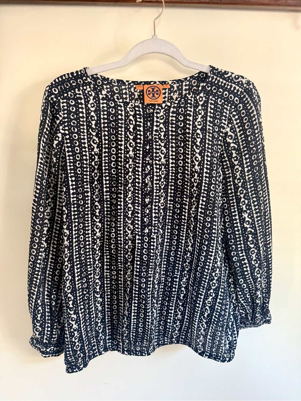Tory Burch 100% Silk Batik Print Blouse - Size 12